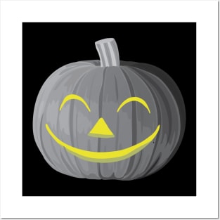 Scary Halloween Pumpkin Black and White Posters and Art